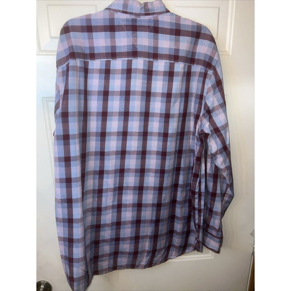 Tommy Hilfiger Mens Plaid Button Up Shirt Size XL Burgundy Pink Blue Long Sleeve - Picture 5 of 6